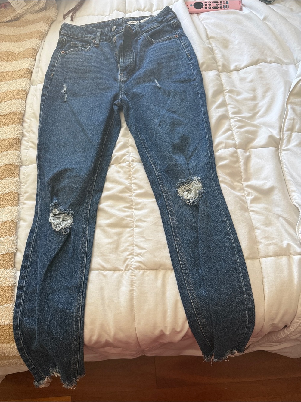 Women's Distressed Dark Blue Jeans
